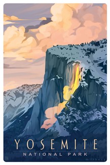 Yosemite NP Horsetail Fall | themed magnet postcard