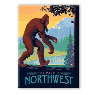 PNW Mountain Lake Bigfoot Magnet | Made in the USA