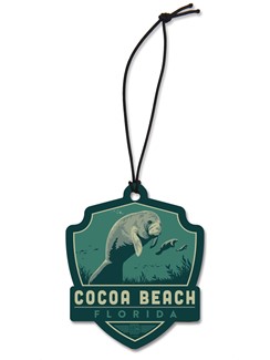 Cocoa Beach Manatee Wood Emblem Ornament | American Made