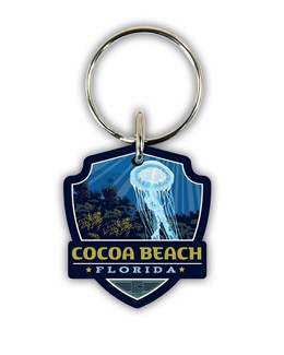 Cocoa Beach Emblem Wood Key Ring | American Made