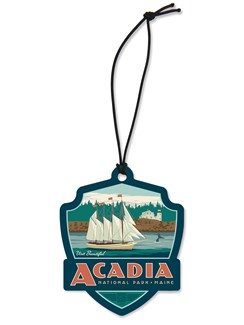 Acadia NP Bass Harbor Head Emblem Wood Ornament | American Made