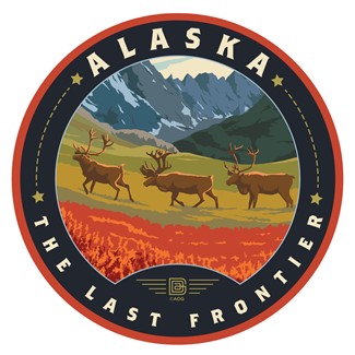 Alaska Frontier Caribou Circle Sticker| Made in the USA