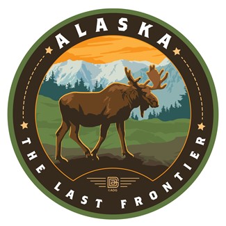 Alaska Frontier Moose Circle Sticker| Made in the USA