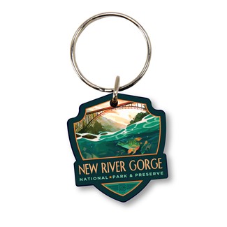 New River Gorge NP & Preserve Fish-Eye View Wood Keyring | American Made