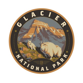 Glacier NP Mama Goat Circle Sticker| Circle Sticker
