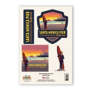 Santa Monica Pier CA Surfer Sticker Set| Made in America