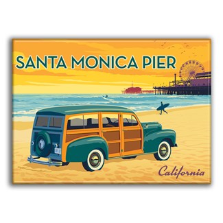 Santa Monica Pier CA Woodie Magnet| Made In The USA
