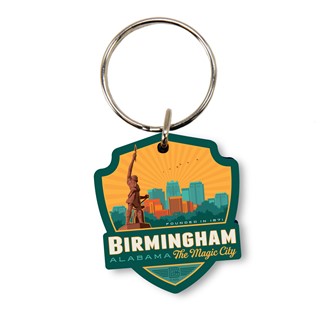 Birmingham Alabama Emblem Wood Key Ring| American Made
