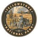 Yellowstone NP Wandering Wolves Circle Sticker