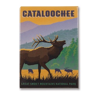 Great Smoky Cataloochee Elk Metal Magnet