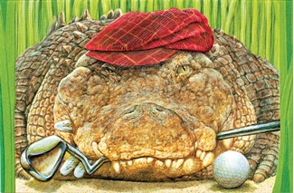 Golfing Gator Folded - W/Env
