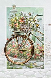 Retro Bike & Basket (AW) Folded - W/Env