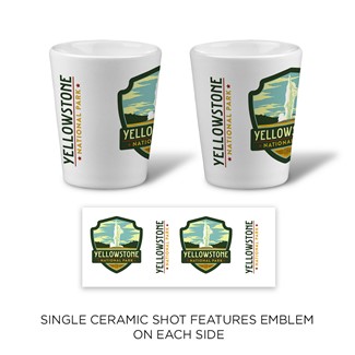 Yellowstone Old Faithful Emblem Ceramic Shot