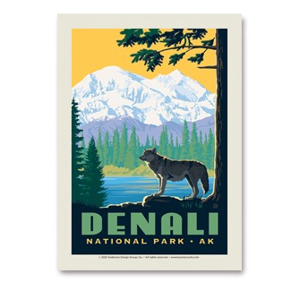 Denali National Park Wolf Vert Sticker
