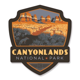 Canyonlands NP Coyote Emblem Wood Magnet