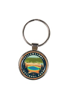 Yellowstone NP Grand Prismatic Springs Circle Dome Key Ring