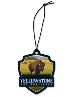 Yellowstone NP Bison Emblem Wood Ornament
