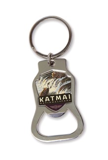 Katmai NP Fishing Party Emblem Bottle Opener Keyring