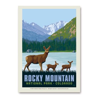 Rocky Mountain NP Deer Family Vertical Sticker