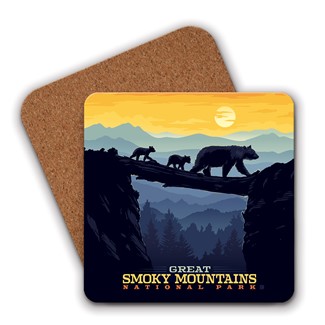 Great Smoky Mountains Bear Crossing at Sunset Coaster