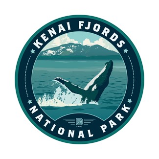 Kenai Fjords NP Whale Breeching Circle Sticker