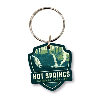Hot Springs NP Emblem Wood Key Ring