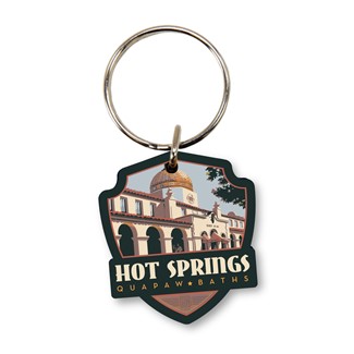 Hot Springs NP Quapaw Baths Emblem Wood Key Ring