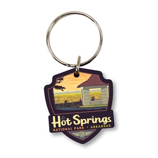 Hot Springs NP Outlook Emblem Wood Key Ring