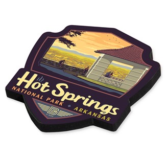 Hot Springs NP Overlook Emblem Wood Magnet
