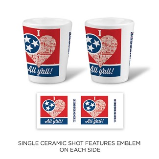 I Love All Y'all TN Flag Heart Ceramic Shot