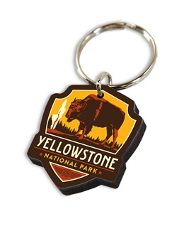 Yellowstone National Park Emblem Wood Keyring