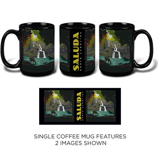 Saluda, NC Deer Waterfall Black Mug