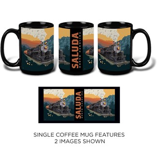Saluda, NC Steam Engine Train Black Mug
