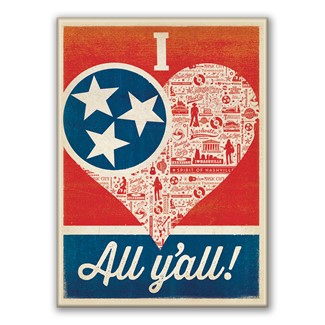 I Love All Y'all TN Flag Heart Magnet