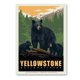 Yellowstone NP Black Bear Family Vert Sticker