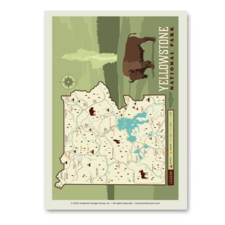 Map of Yellowstone NP Vert Sticker