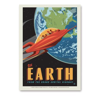 Earth From the Grand Orbital Highway Vert Sticker