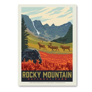 Rocky Mountain NP Caribou Red Flowers Vert Sticker
