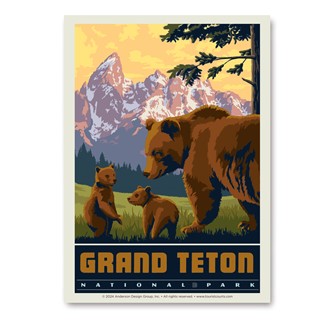 Grand Teton NP Wildlife Bears Vert Sticker