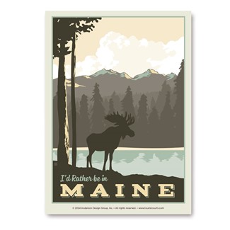 ME Moose Lake Mountains Vert Sticker