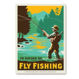 I'd Rather Be Fly Fishing Vert Sticker
