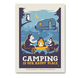 Camping is Our Happy Place Vert Sticker