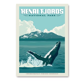 Kenai Fjords NP Whale Breeching Vert Sticker