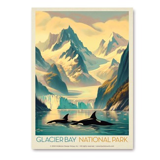 Glacier Bay NP Gliding Orcas Vert Sticker