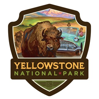 Yellowstone NP Bison Crossing Emblem Sticker