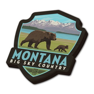 Montana Big Sky Country Bears Emblem Wood Magnet