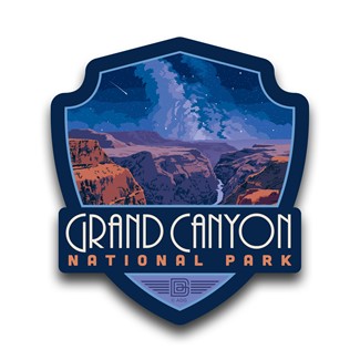 Grand Canyon NP Starry Landscape Emblem Wood Magnet