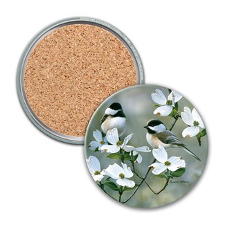 Spring Chickadees Circle Coaster