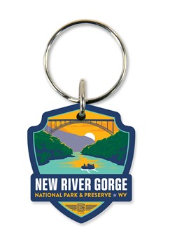 West Virginia New River Gorge Emblem Wood Key Ring
