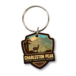 Charleston Peak Emblem Wood Key Ring